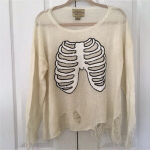 Wildfox sequins rib cage sweater off white XS